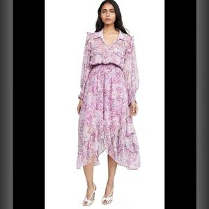 Misa Los Angeles Long Sleeve Purple Floral Dress